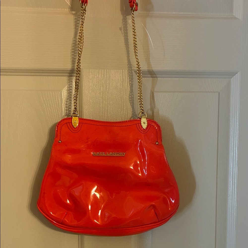 Kate Landry Shiny Orange Shoulder Bag